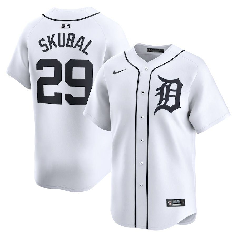 Men Detroit Tigers 29 Tarik Skubal Nike White Home Limited Player MLB Jersey